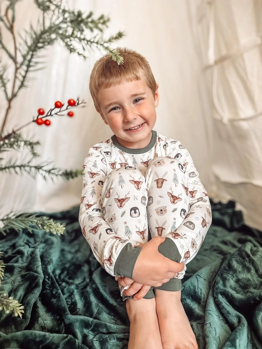 Little Joy Co. North Pole Pals 2pc Bamboo Pajamas Set For Kids Cozy - Everetts Place Boutique - 