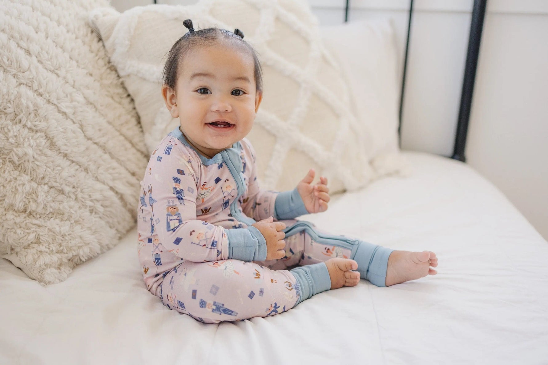 Little Joy Co. Nutcracker Print Bamboo Zippy Romper *Newborn left - 