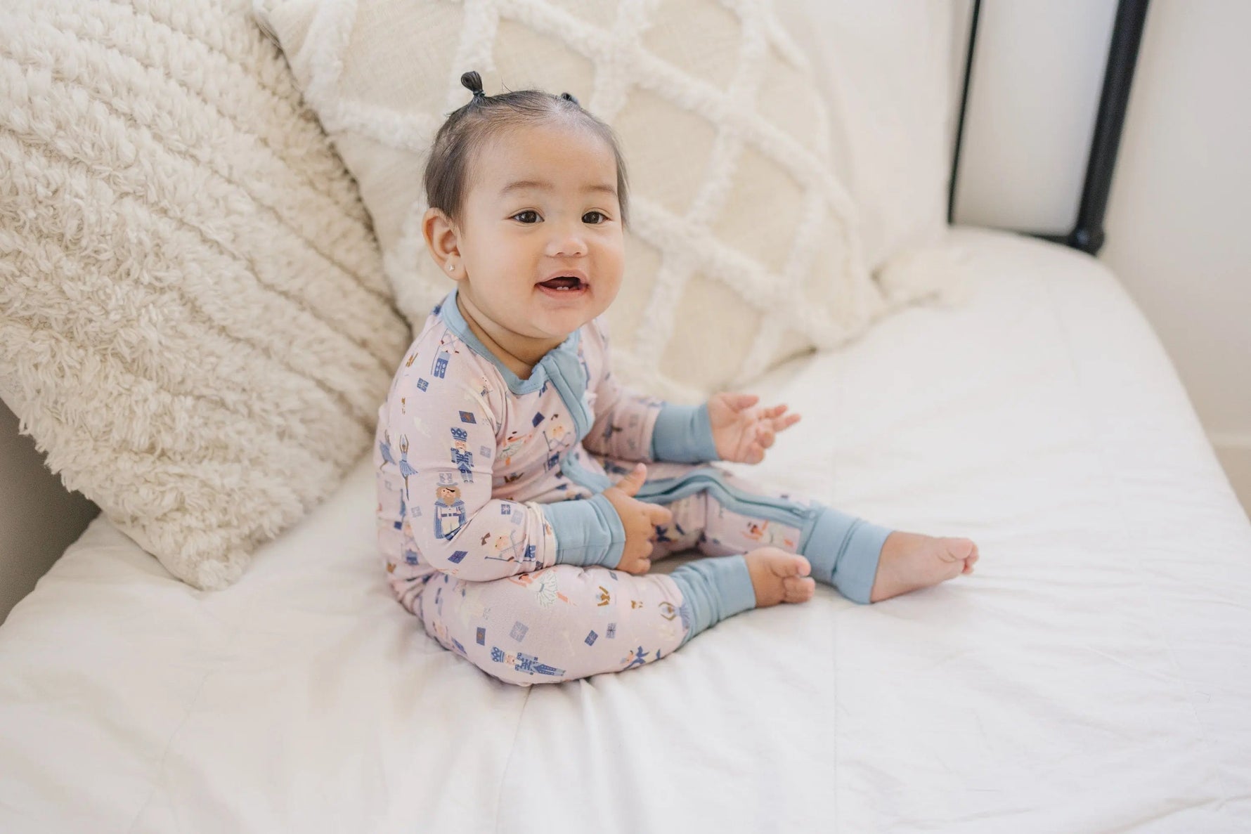 Little Joy Co. Nutcracker Print Bamboo Zippy Romper *Newborn left - 