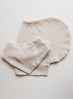 Little Mae & Co Oat Beige Neutral Baby Bandana Bib Snap Closure - 