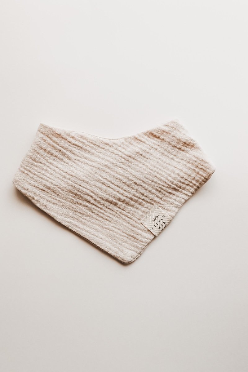 Little Mae & Co Oat Beige Neutral Baby Bandana Bib Snap Closure - 