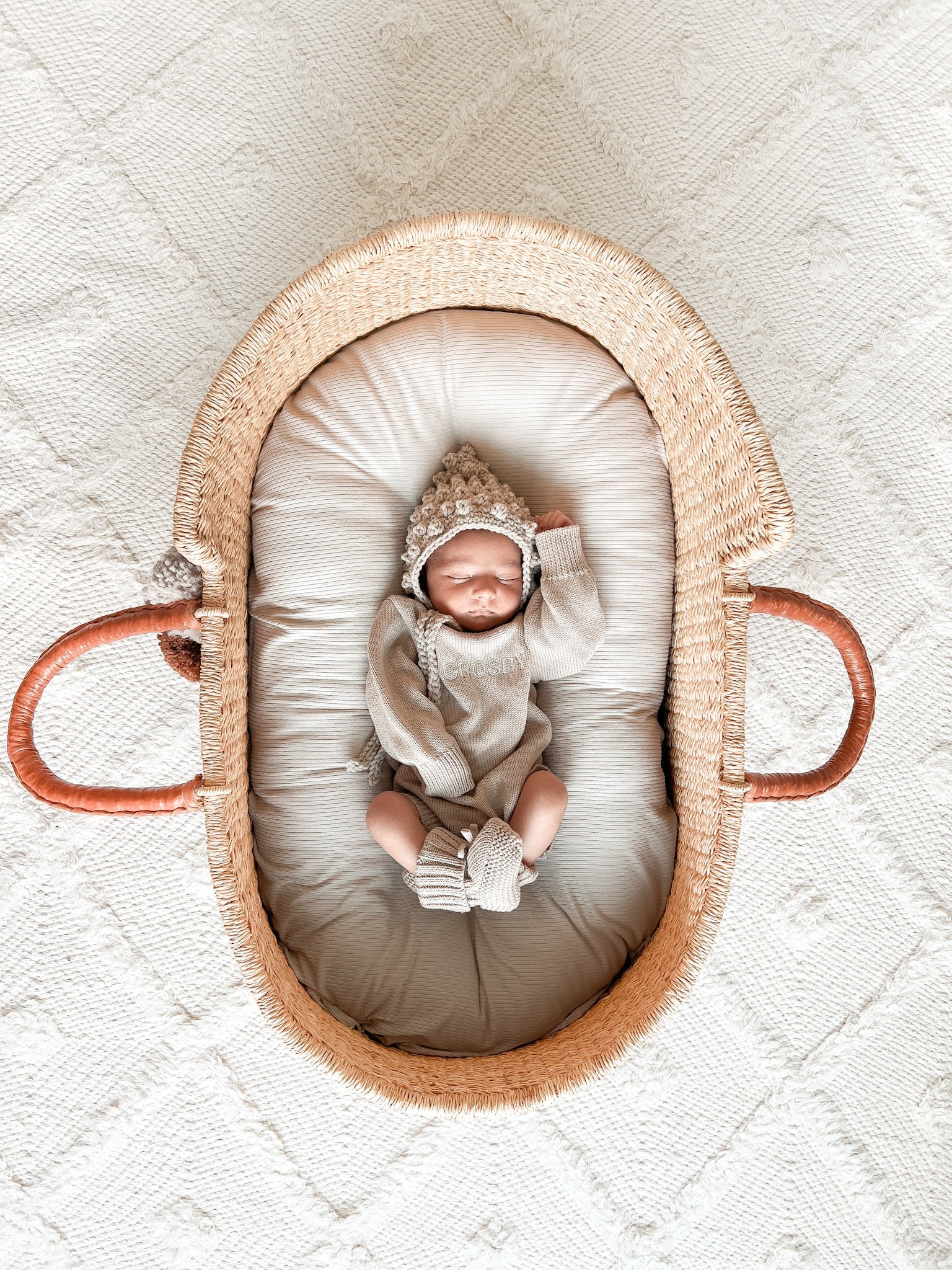 Little Mae & Co Oat Ribbed Baby Lounger CoverEveretts Place