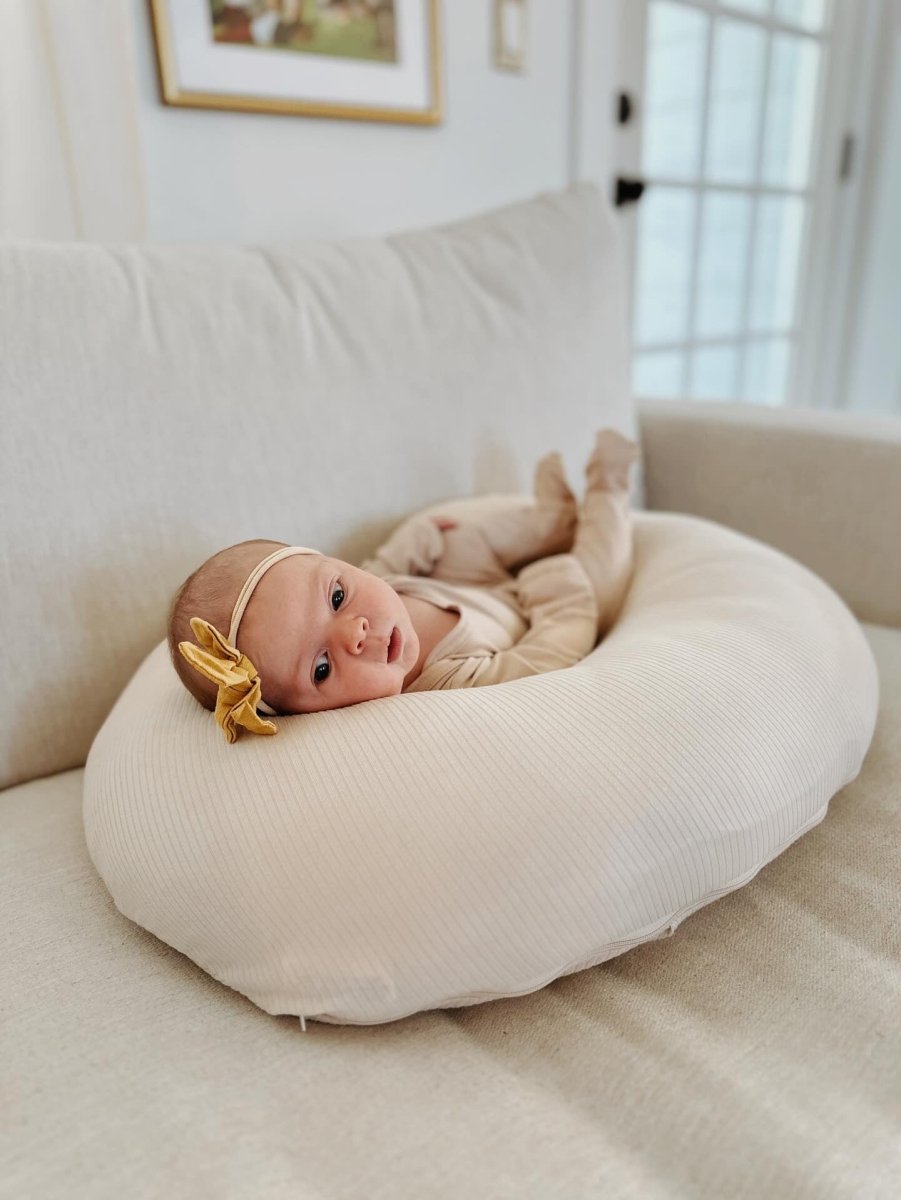 Little Mae & Co Oat Ribbed Nursing Pillow Cover for Feeding and Tummy Time - Everetts Place Boutique - 