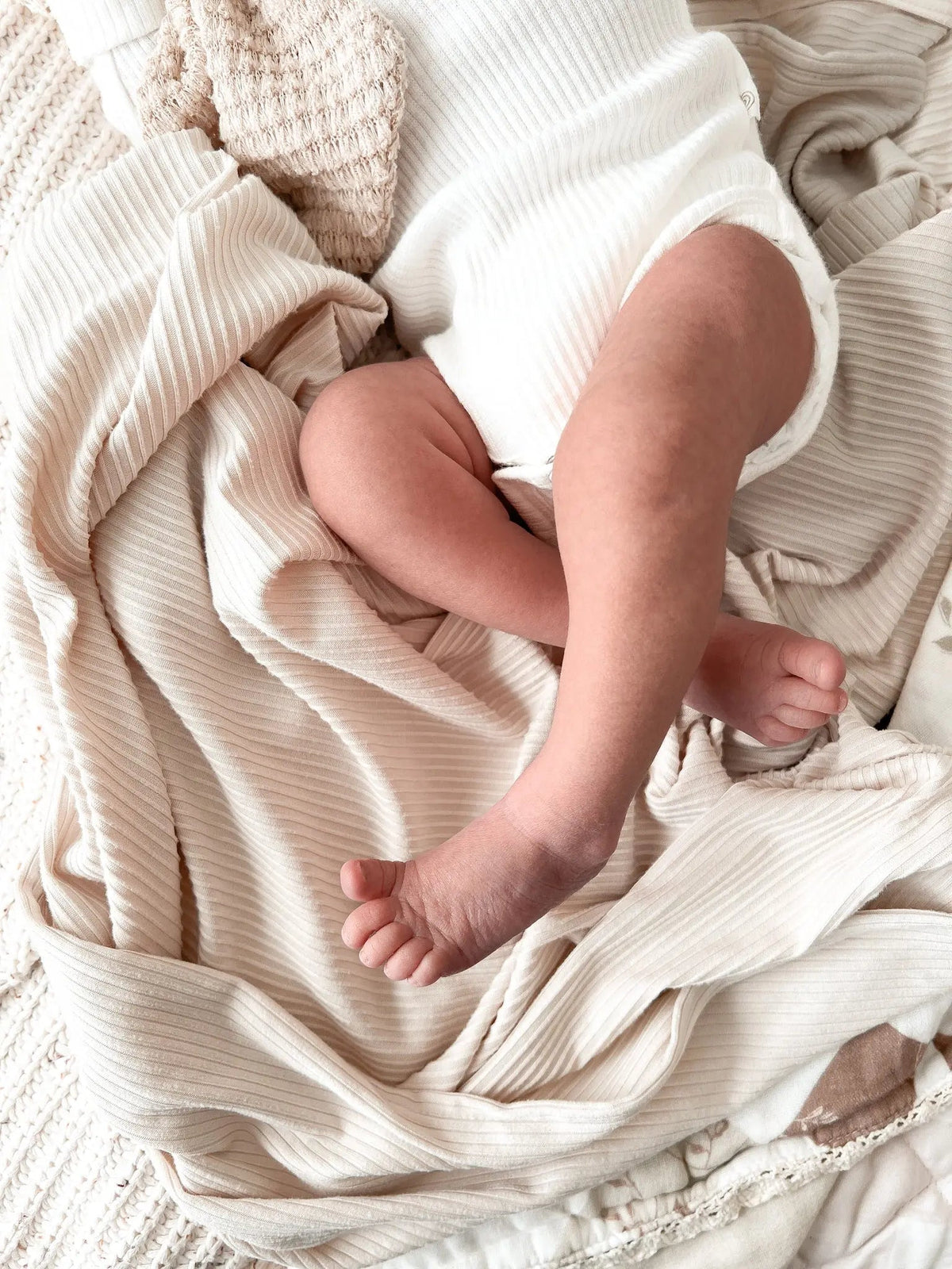 Little Mae & Co Oat Ribbed Stretch Swaddle - 