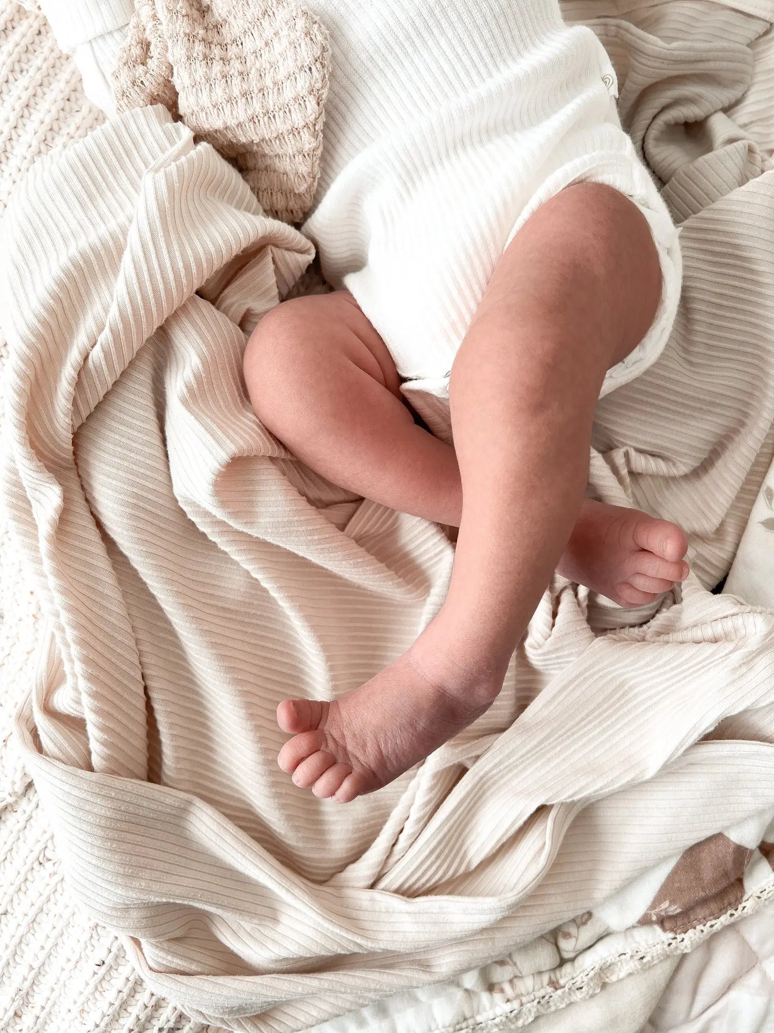 Little Mae & Co Oat Ribbed Stretch Swaddle - 