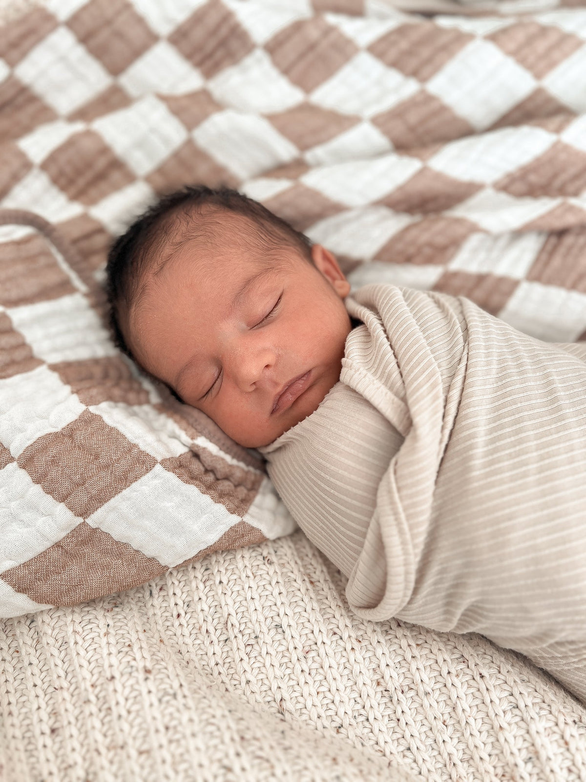 Little Mae & Co Oat Ribbed Stretch SwaddleEveretts Place
