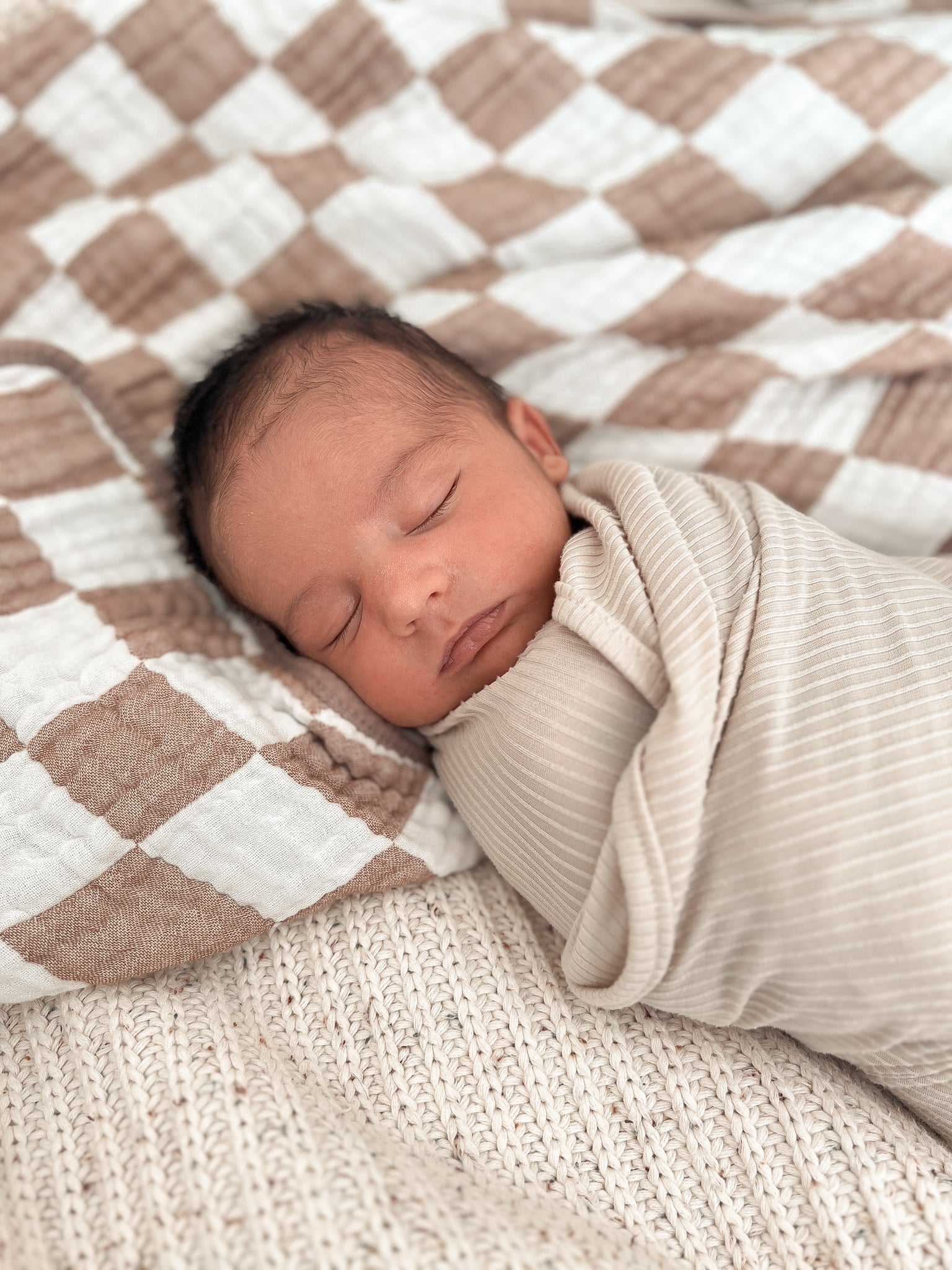 Little Mae & Co Oat Ribbed Stretch SwaddleEveretts Place