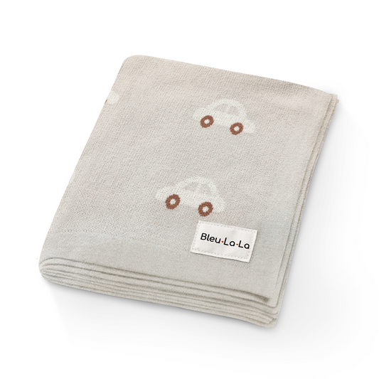 100 Percent Cotton Luxury Knit Car Swaddle Blanket Bleu La La