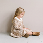 Organic Collar Tiered Dress - Oat Gingham by Makemake Organics