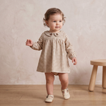 Organic Peter Pan Collar Dress - Oat Gingham by Makemake Organics
