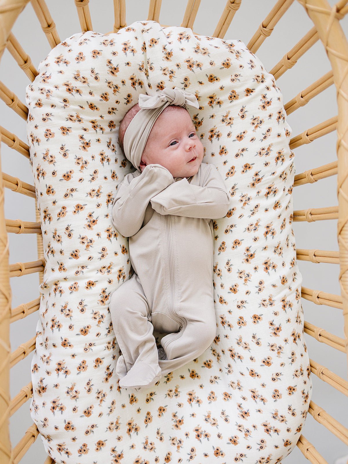 Mebie Baby Oatmeal Bamboo Footed Zipper - 