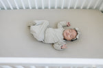 Mebie Baby Oatmeal Bamboo Knot Gown for Baby 0 to 3 Months With Fold Over Hands - 
