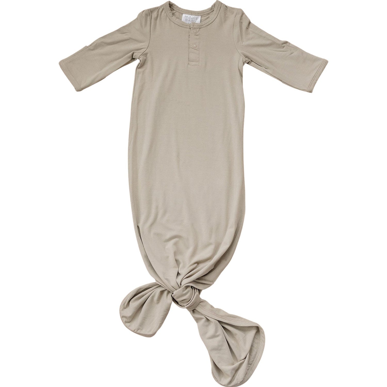 Mebie Baby Oatmeal Bamboo Knot Gown for Baby 0 to 3 Months With Fold Over Hands - 