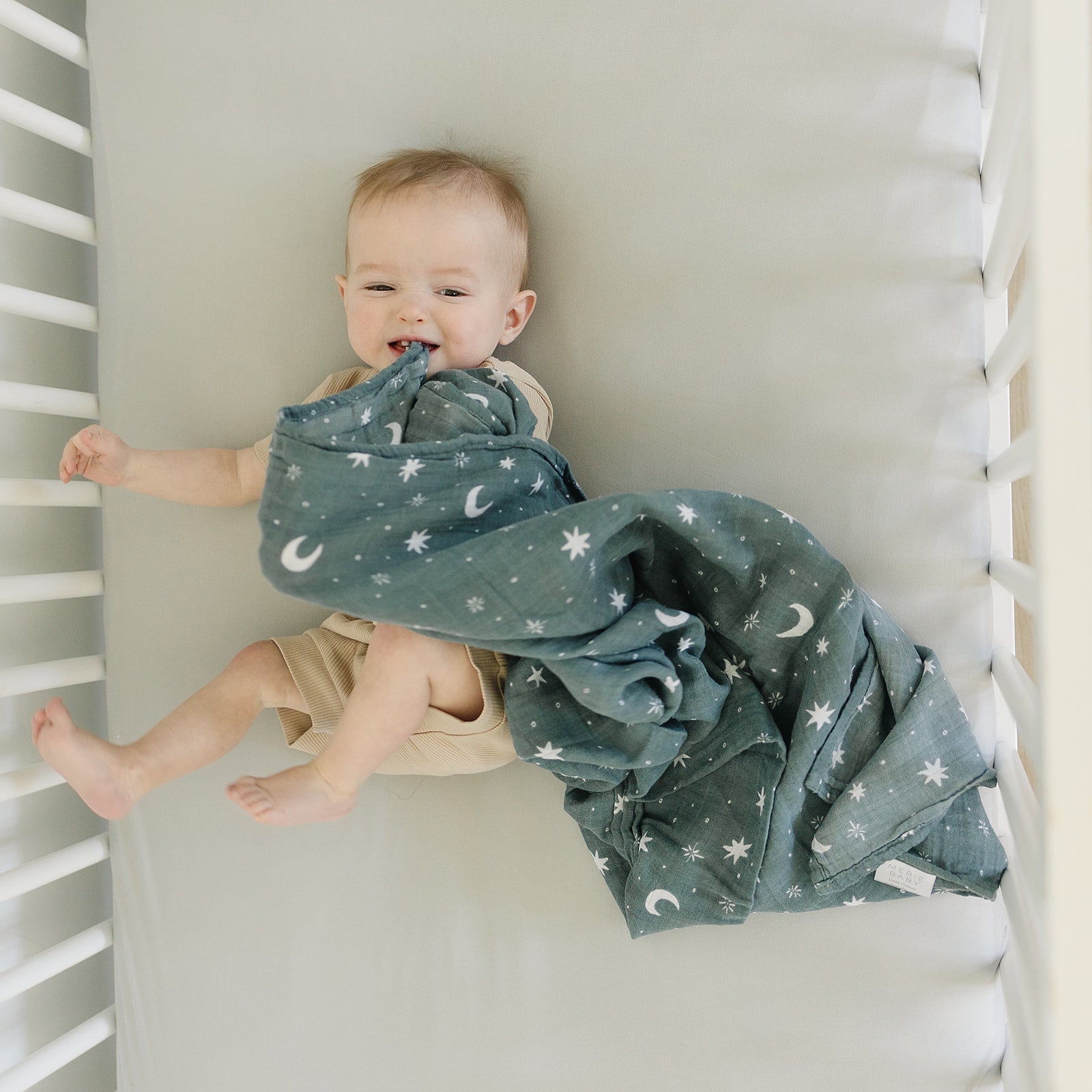 Mebie Baby Oatmeal Bamboo Stretch Crib Sheet - 