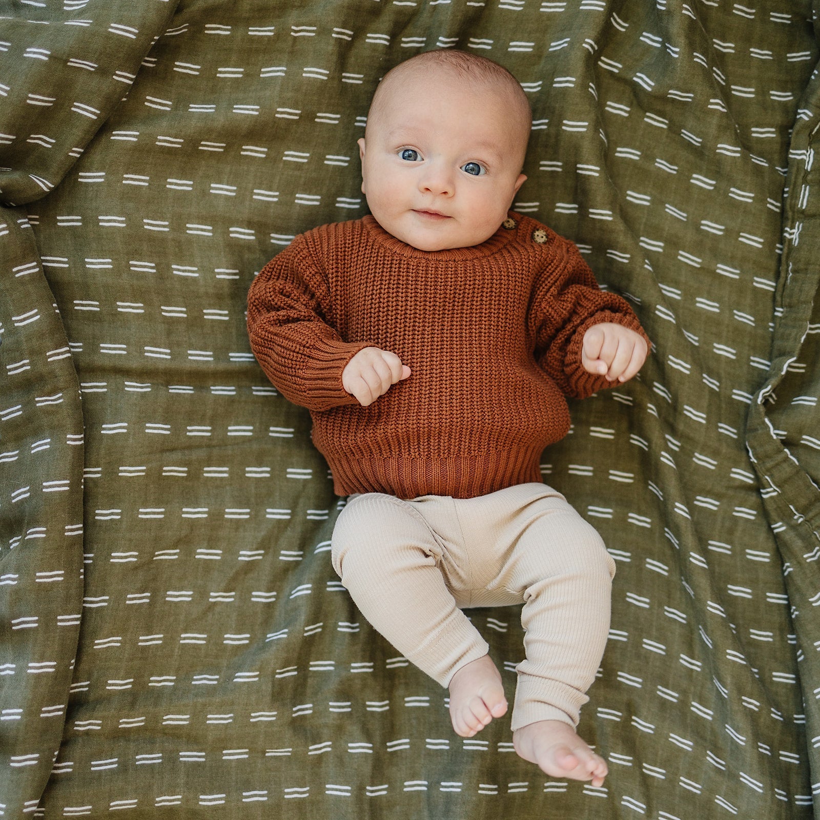 Mebie Baby Oatmeal Organic Cotton Baby Leggings Elastic Waist - 