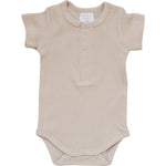 Mebie Baby Oatmeal Organic Cotton Ribbed Snap Bodysuit for Baby - 