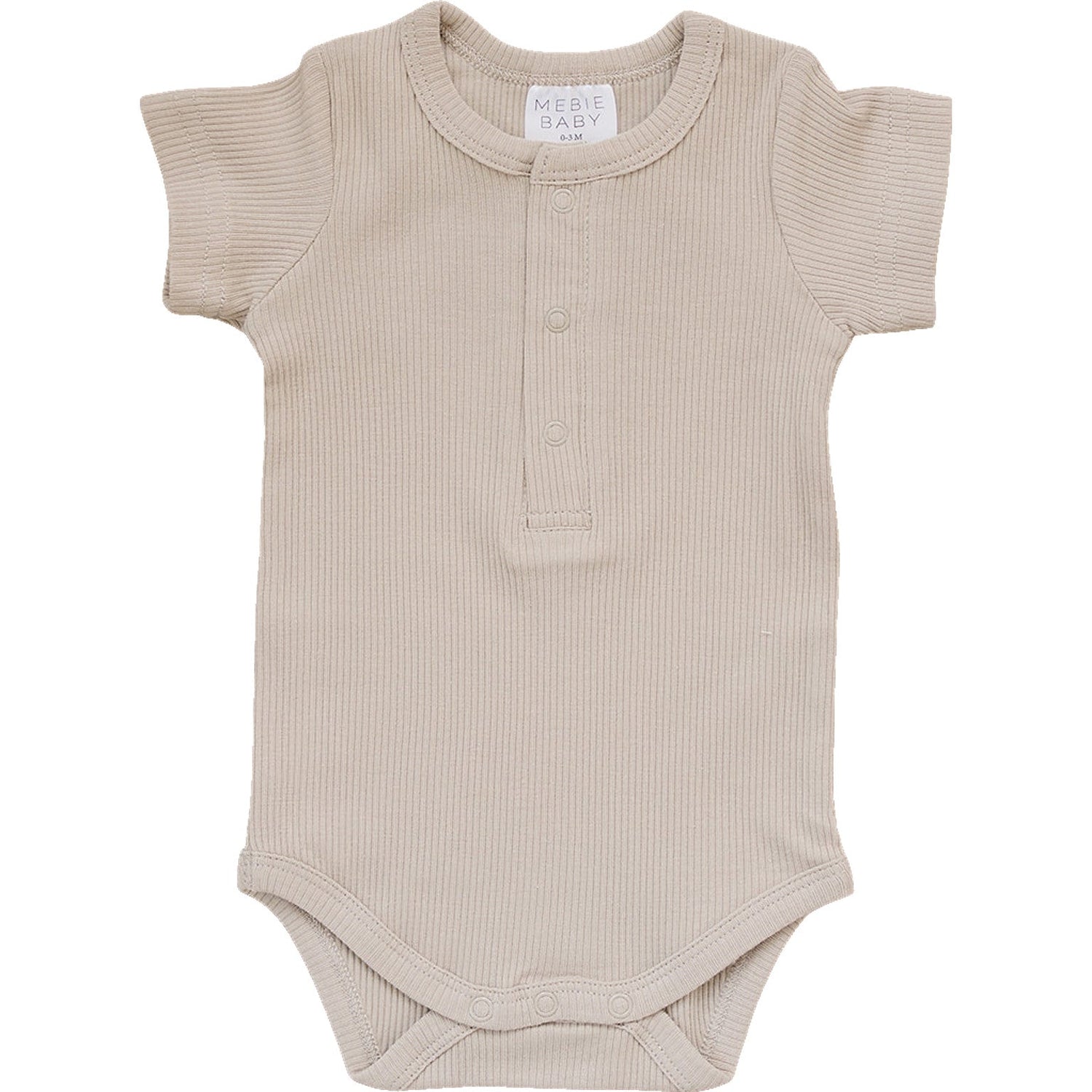 Mebie Baby Oatmeal Organic Cotton Ribbed Snap Bodysuit for Baby - 
