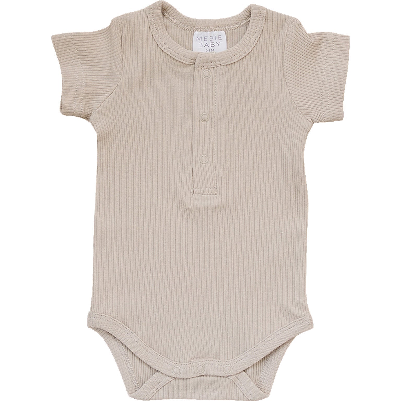 Mebie Baby Oatmeal Organic Cotton Ribbed Snap Bodysuit for Baby - 