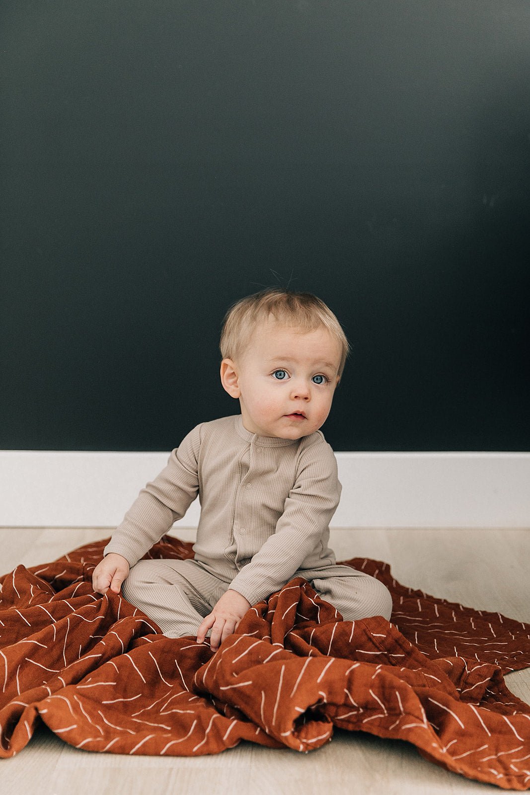 Mebie Baby Oatmeal Organic Cotton Ribbed Snap - 