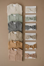 Mebie Baby Oatmeal Organic Cotton Ribbed Zipper Footed Baby Pajamas With Double Zipper - 