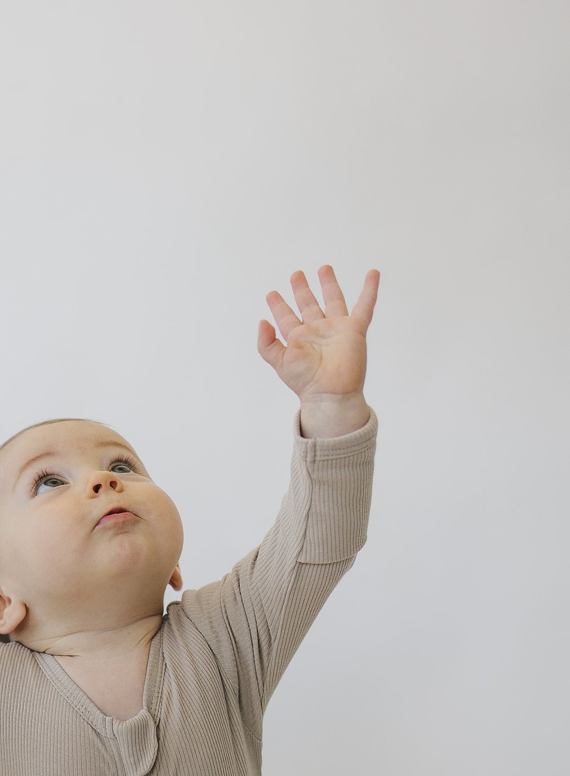 Mebie Baby Oatmeal Organic Cotton Ribbed Zipper Footed Baby Pajamas With Double Zipper - 