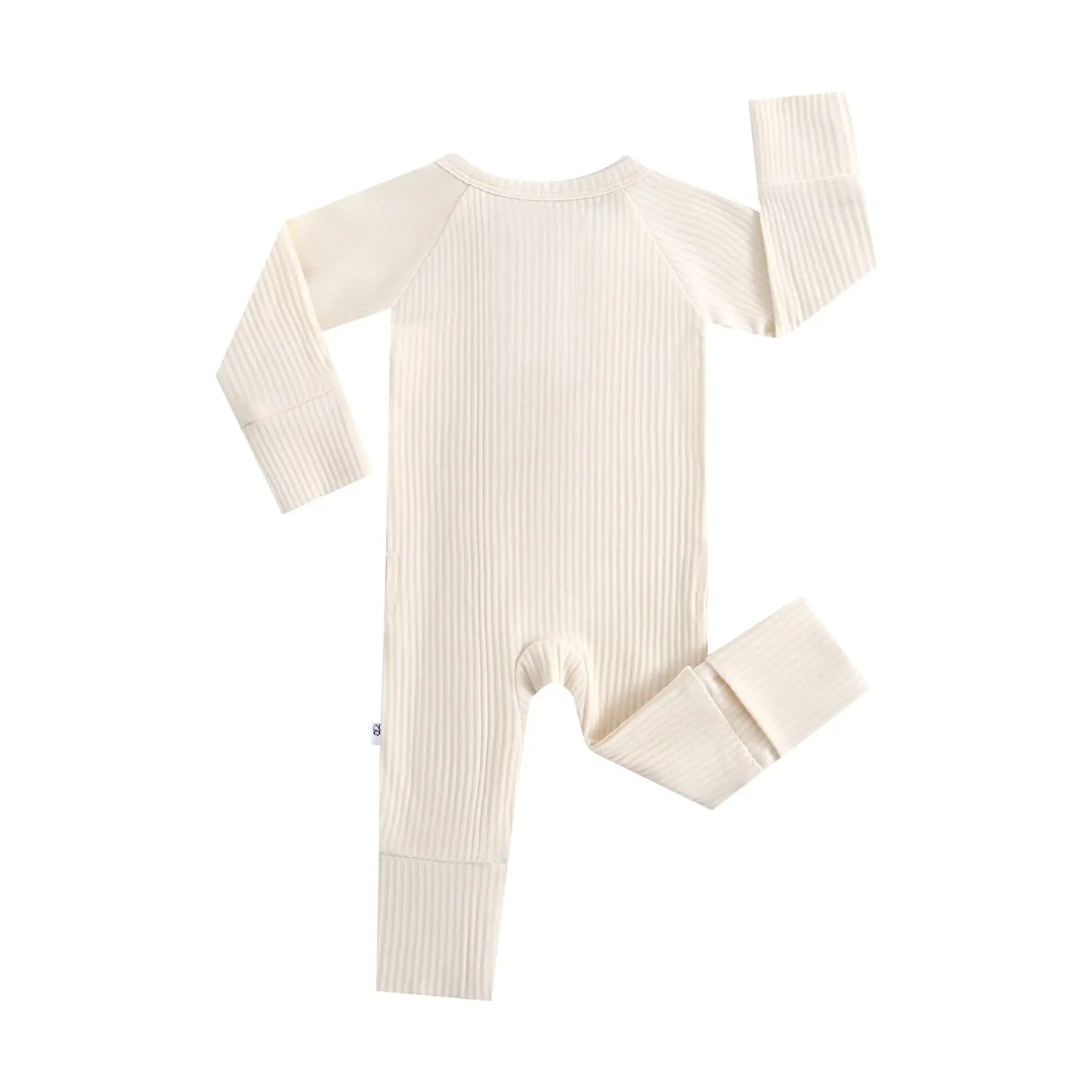 Luxie Charm Oatmeal Ribbed Zippered Baby Romper - 