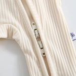 Luxie Charm Oatmeal Ribbed Zippered Baby Romper - 