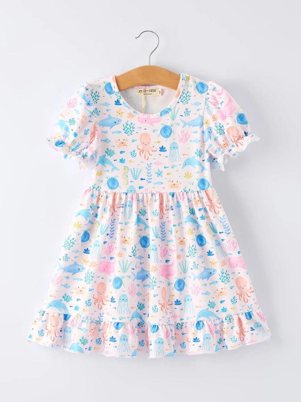 Rylee Faith Designs Ocean Animal Print Girl Ruffle Dress - 