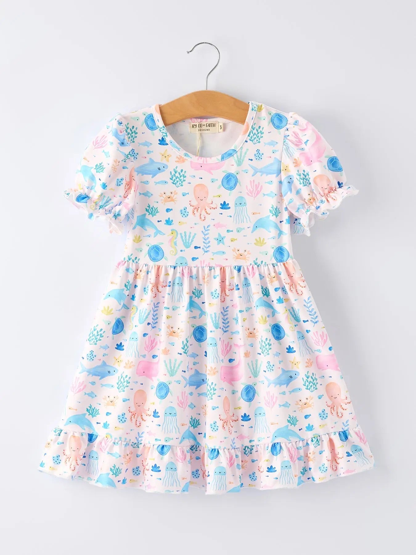 Rylee Faith Designs Ocean Animal Print Girl Ruffle Dress - 