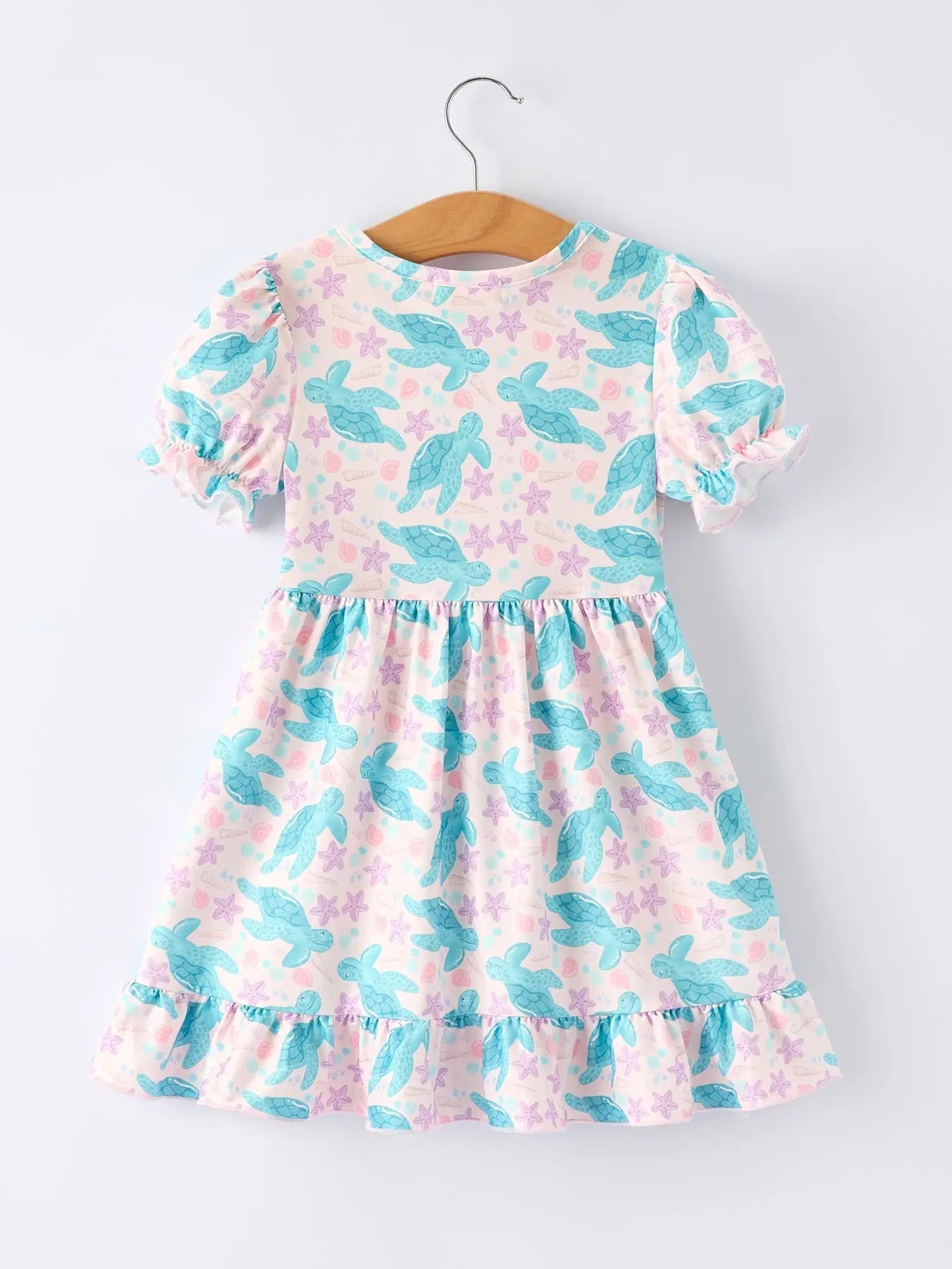 Rylee Faith Designs Ocean Animal Sea Turtle Girl Ruffle Dress - 
