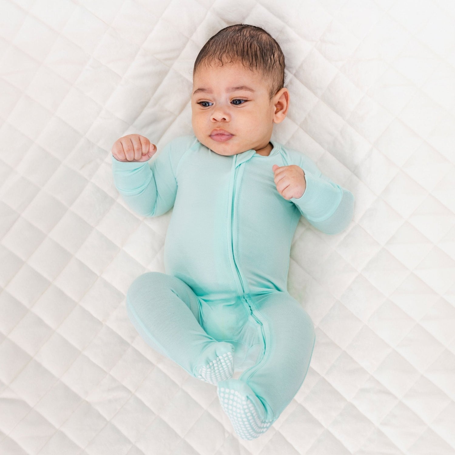 Bam & Stitch Ocean Breeze Bamboo Convertible Romper | Mint Green Zipper Sleeper - 