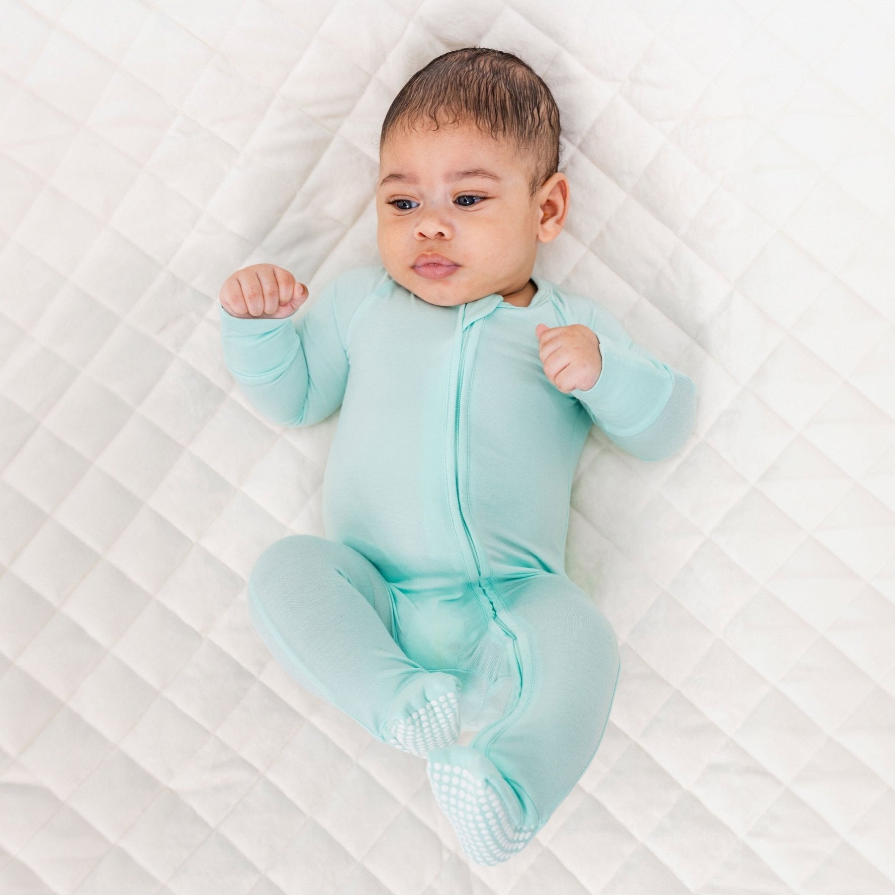 Bam & Stitch Ocean Breeze Bamboo Convertible Romper | Mint Green Zipper Sleeper - 