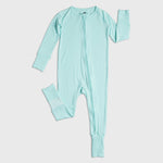 Bam & Stitch Ocean Breeze Bamboo Convertible Romper | Mint Green Zipper Sleeper - 