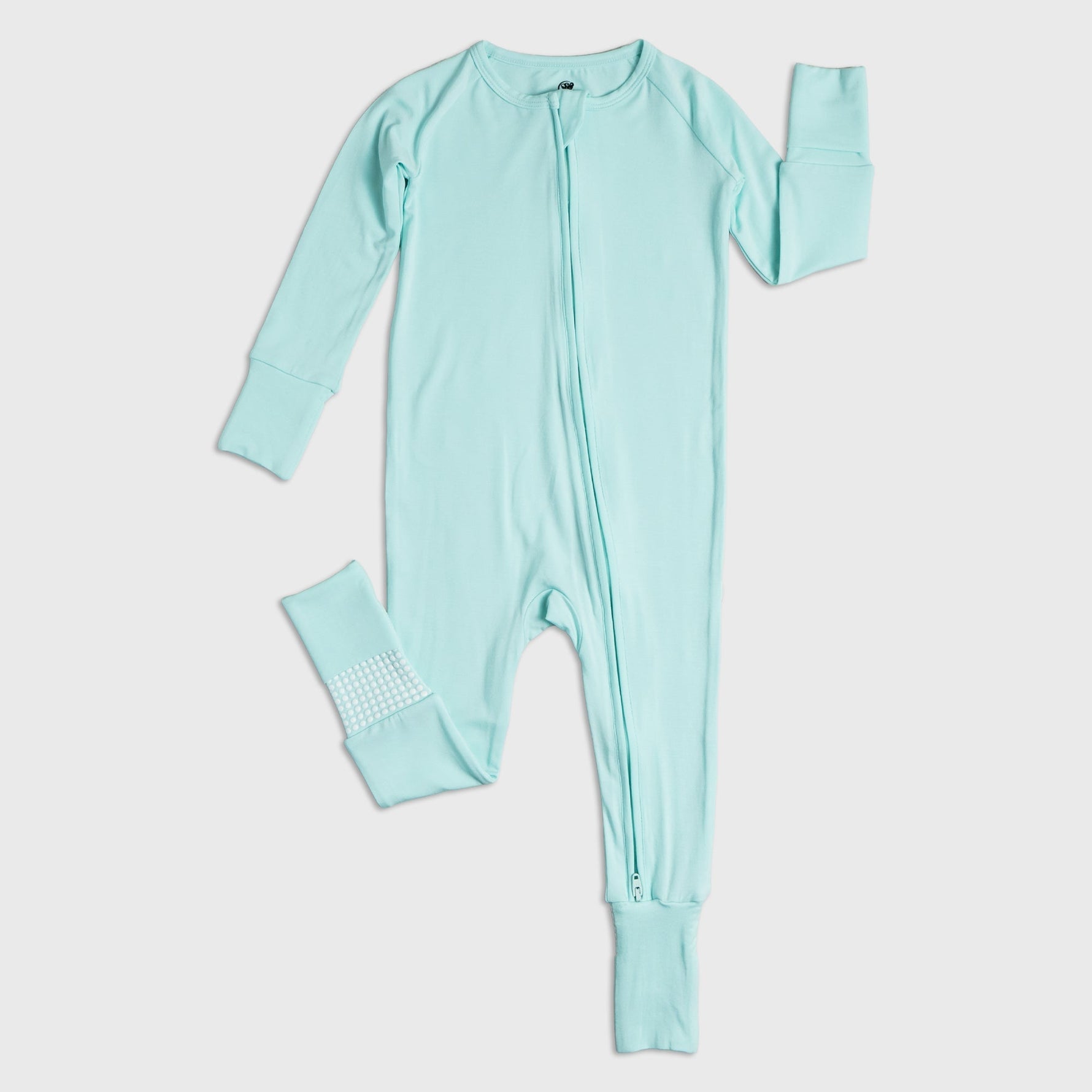 Bam & Stitch Ocean Breeze Bamboo Convertible Romper | Mint Green Zipper Sleeper - 