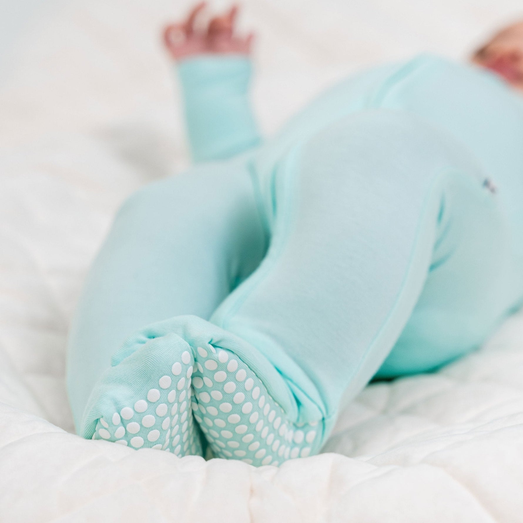 Bam & Stitch Ocean Breeze Bamboo Convertible Romper | Mint Green Zipper Sleeper - 