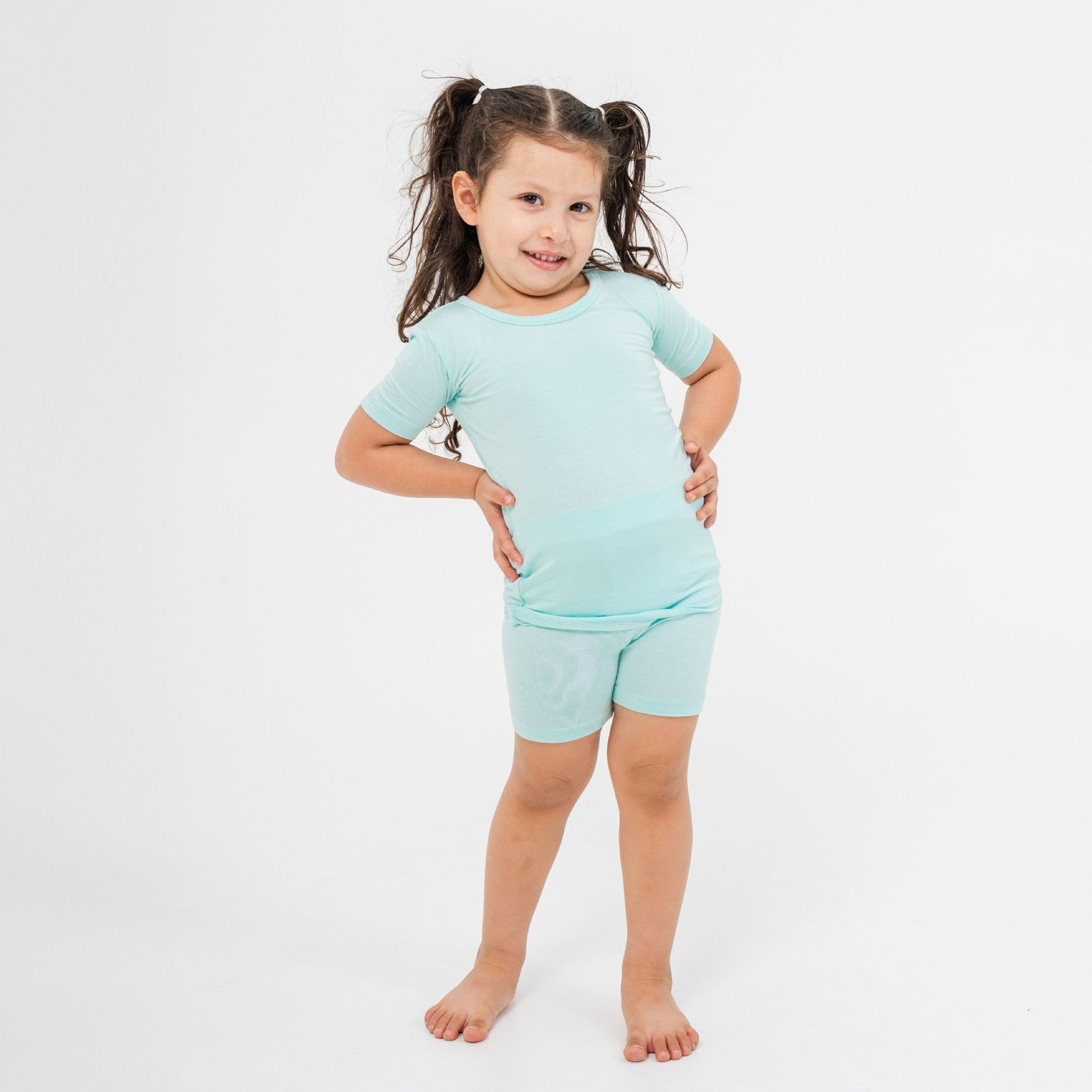 Bam & Stitch Ocean Breeze Bamboo Short Sleeve Pajamas | Mint Green Kids Set - 