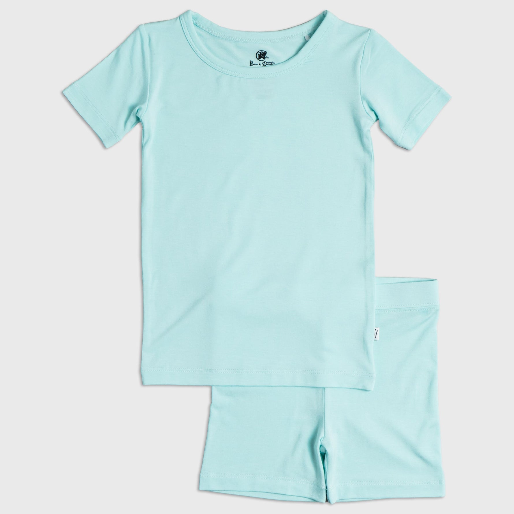 Bam & Stitch Ocean Breeze Bamboo Short Sleeve Pajamas | Mint Green Kids Set - 