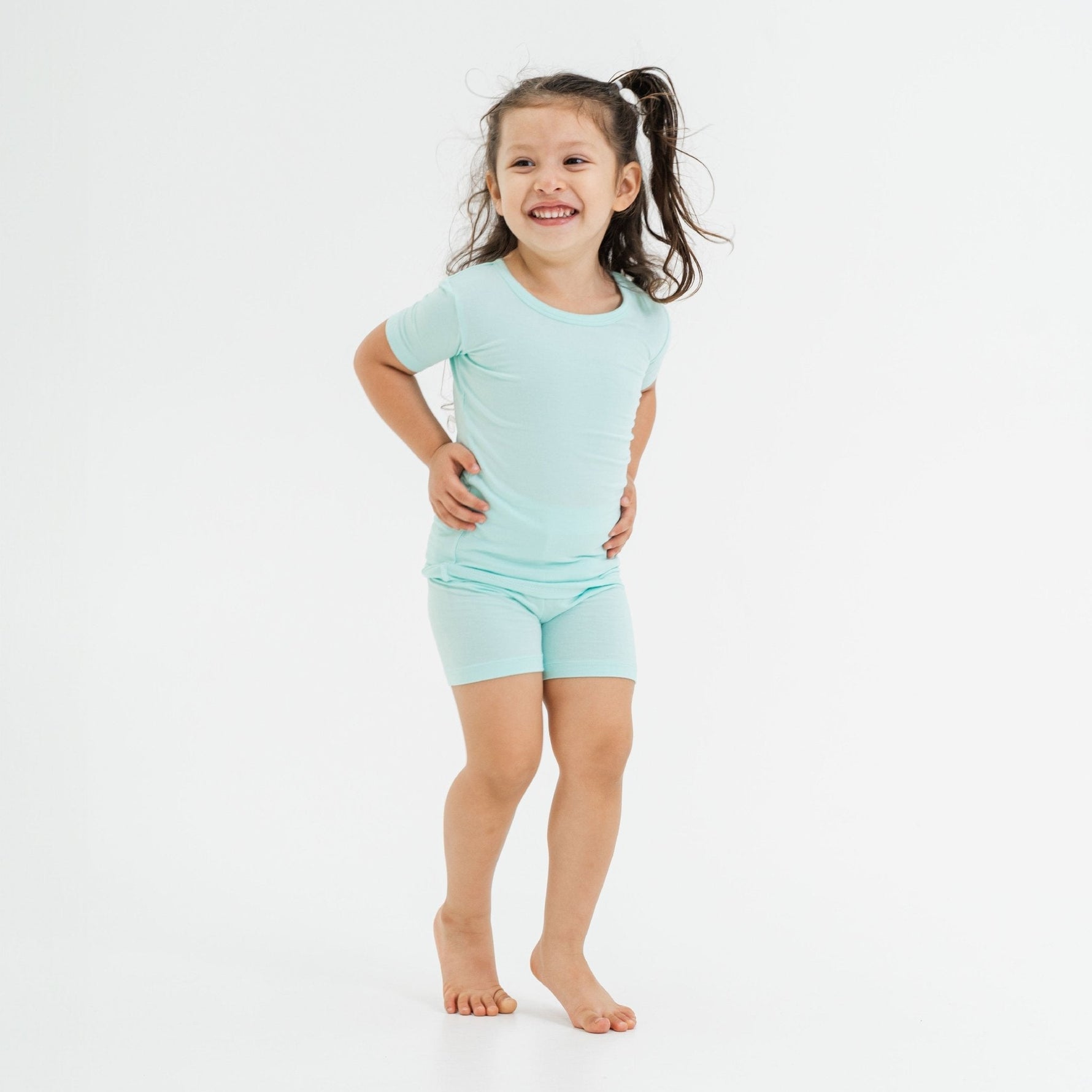 Bam & Stitch Ocean Breeze Bamboo Short Sleeve Pajamas | Mint Green Kids Set - 
