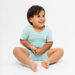 Bam & Stitch Ocean Breeze Bamboo Short Sleeve Pajamas | Mint Green Kids Set - 