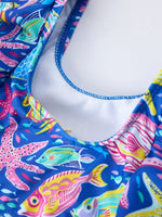 Rylee Faith Designs Ocean Fish Print Girls Two Piece Swimsuit - 