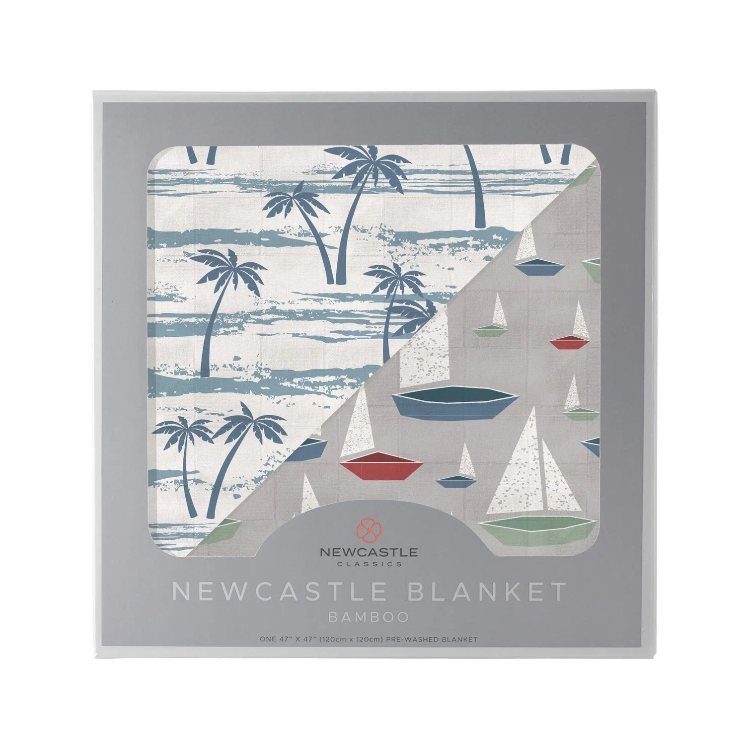 Newcastle Classics Ocean Palm Trees and Marina Sailboats Bamboo Newcastle Blanket - 