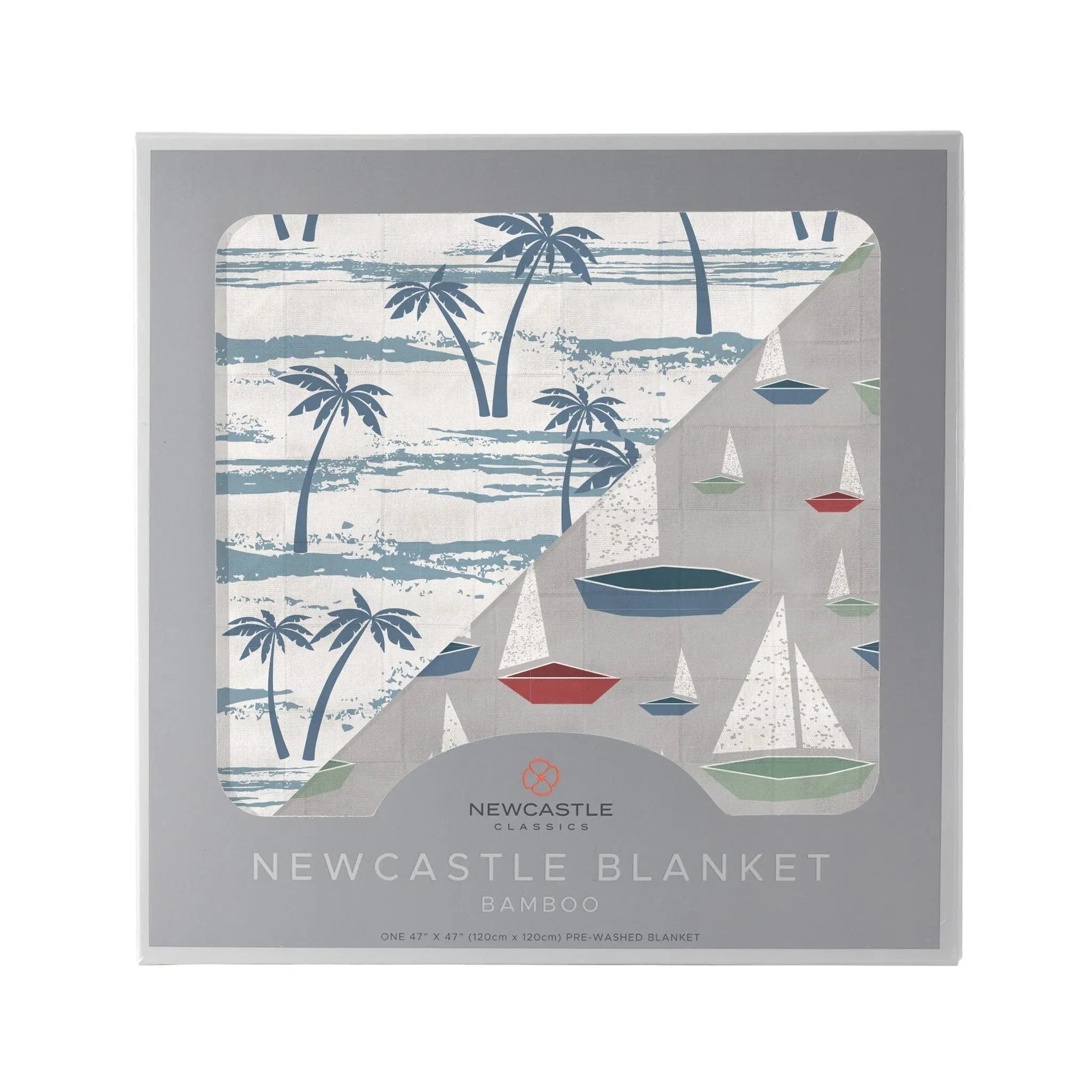 Newcastle Classics Ocean Palm Trees and Marina Sailboats Bamboo Newcastle Blanket - 