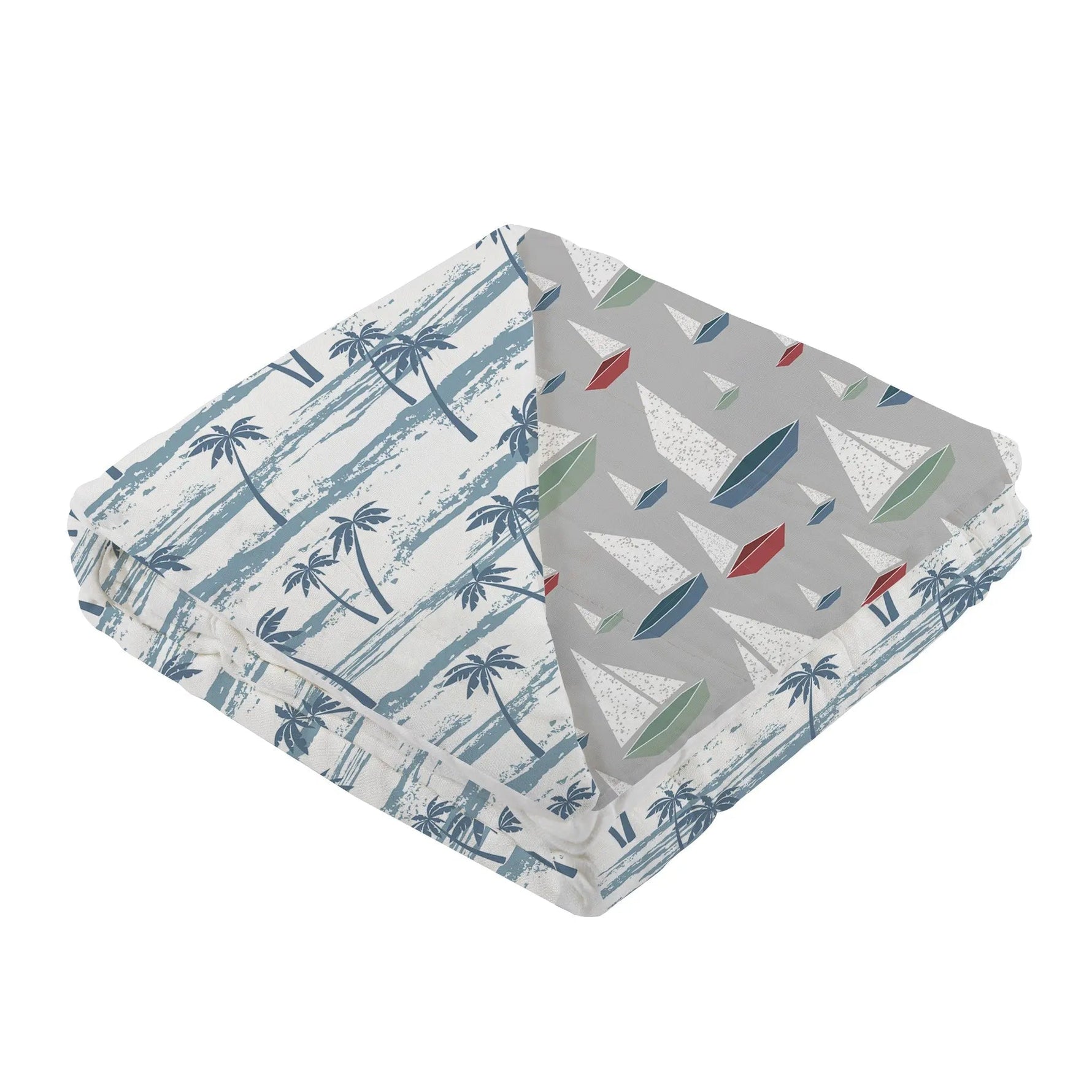 Newcastle Classics Ocean Palm Trees and Marina Sailboats Bamboo Newcastle Blanket - 