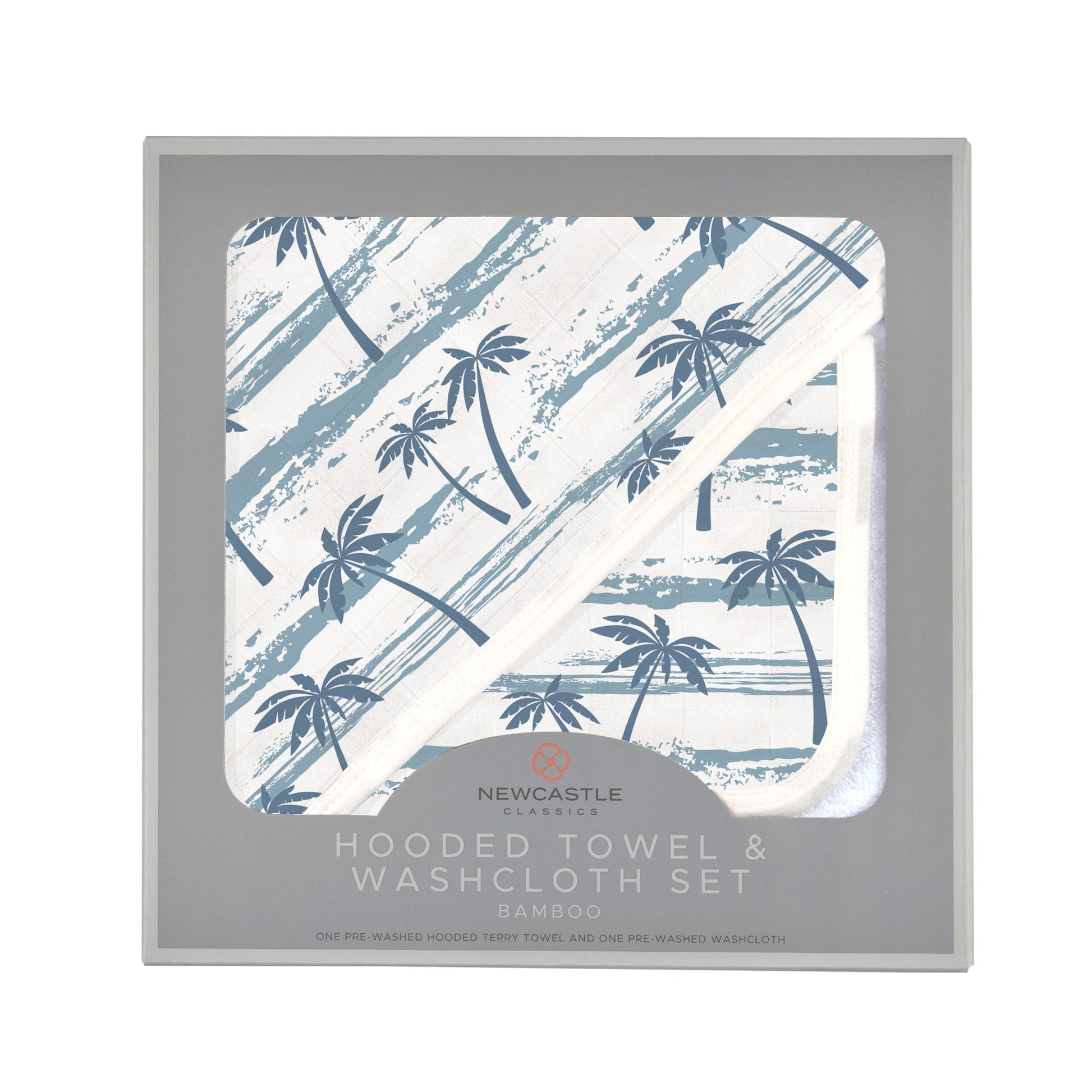 Ocean Palm Trees Bamboo Hooded Towel and Washcloth Set for Kids Newcastle Classics