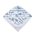 Newcastle Classics Ocean Palm Trees Bamboo Hooded Towel and Washcloth Set for Kids - 