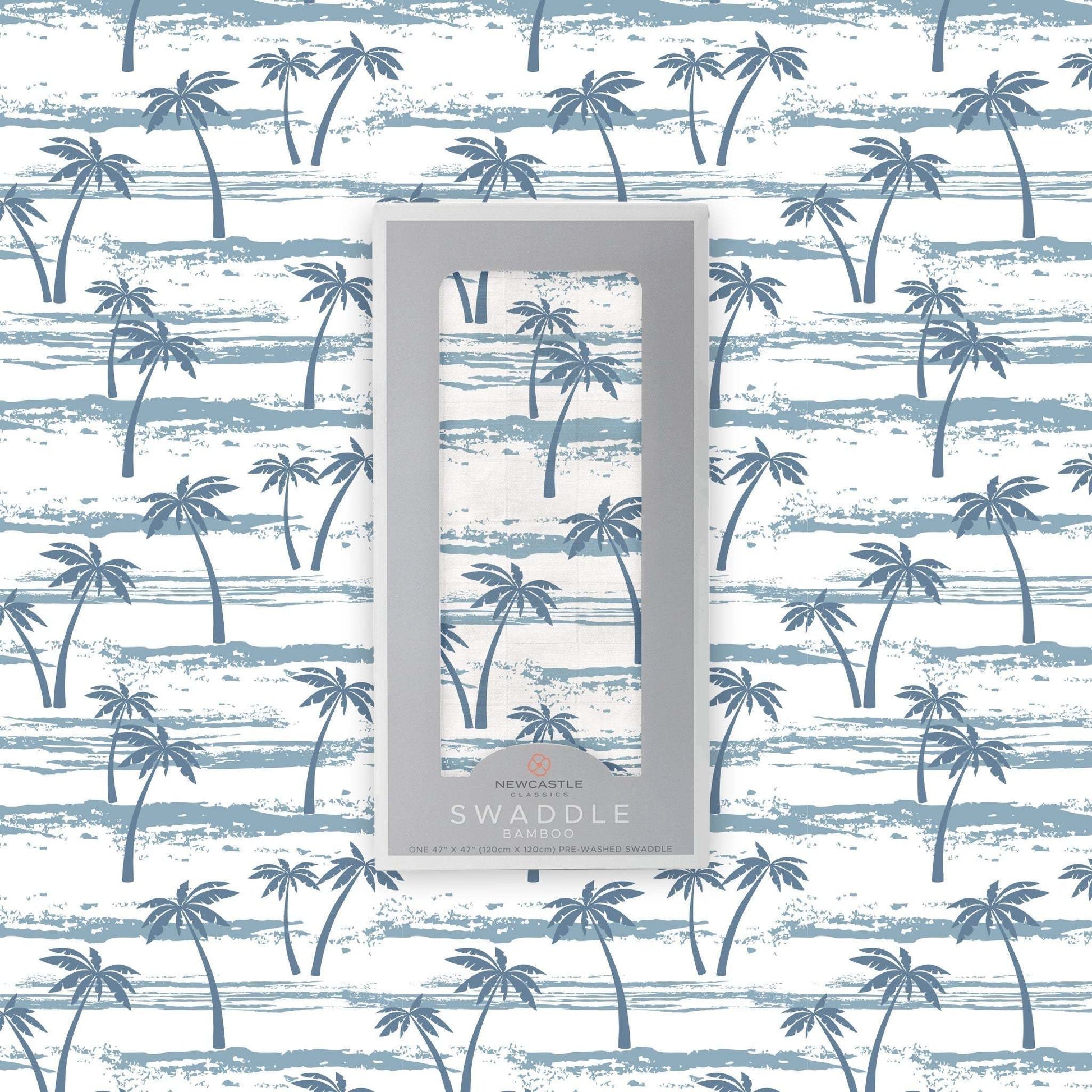Ocean Palm Trees Bamboo Swaddle Soft Muslin Blanket Versatile Stroller Nursing Cover Newcastle Classics