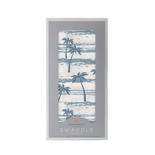 Ocean Palm Trees Bamboo Swaddle Soft Muslin Blanket Versatile Stroller Nursing Cover Newcastle Classics