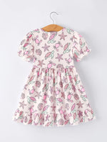 Rylee Faith Designs Ocean Print Girl Ruffle Dress - 
