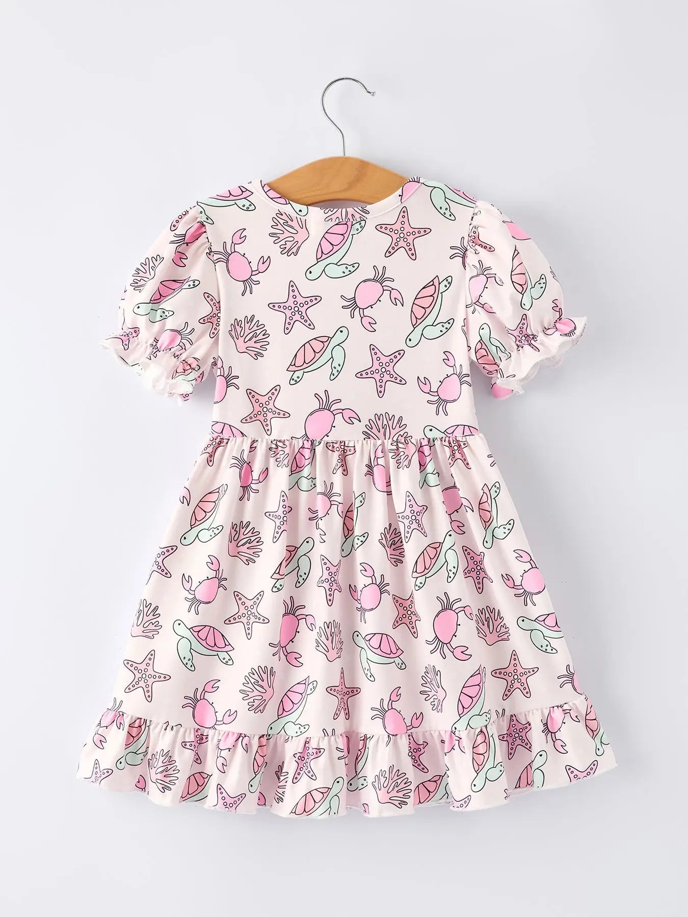 Rylee Faith Designs Ocean Print Girl Ruffle Dress - 
