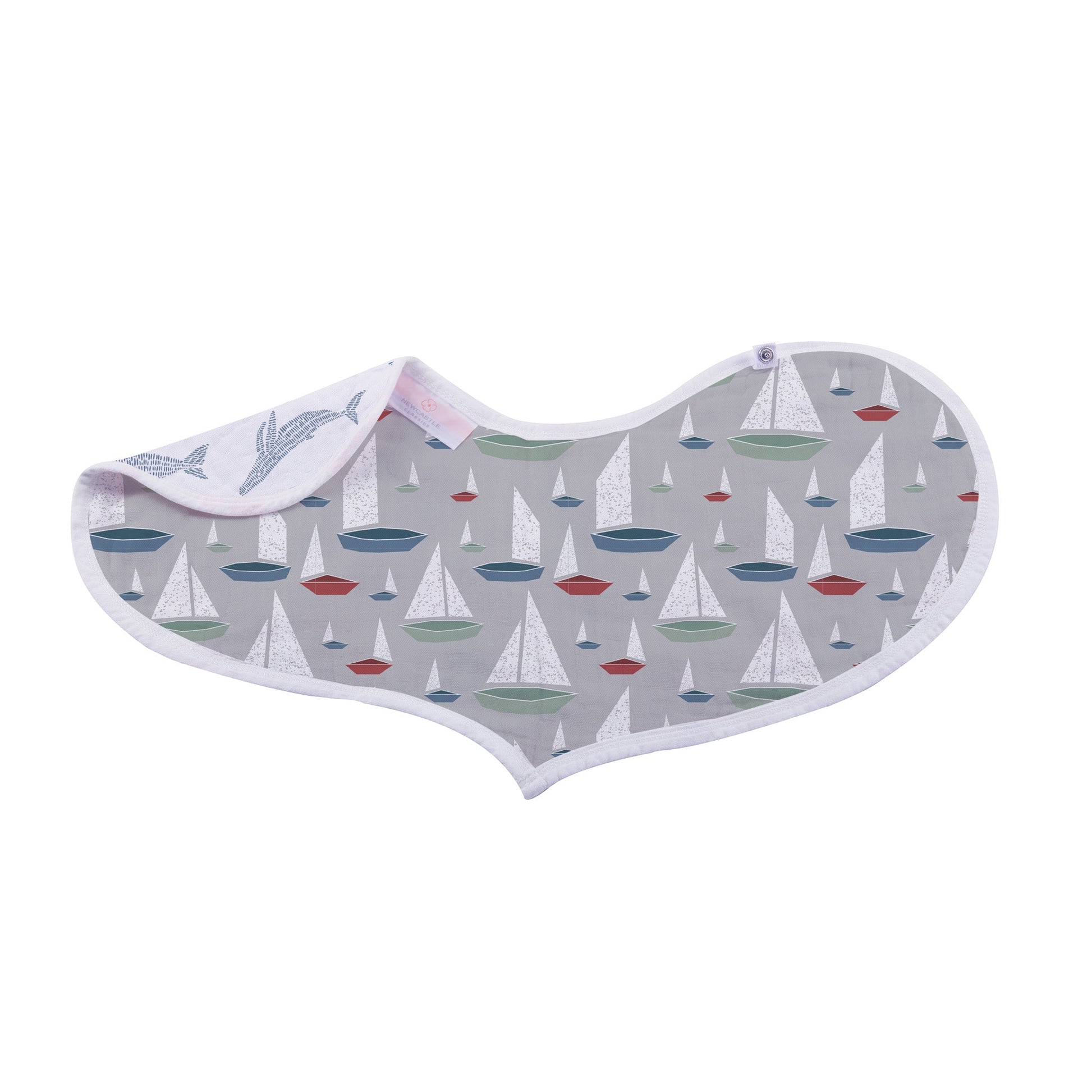 Ocean Tides Bamboo Burp Cloth Heart Bib 2 Pack Soft Absorbent Muslin Newcastle Classics